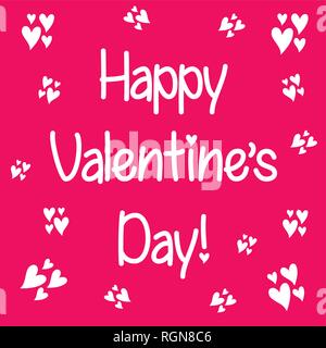 Valentine`s Day lettering. Hand written greeting card template with heart corner for Valentine's day. Greeting card with love heart. Stock Vector